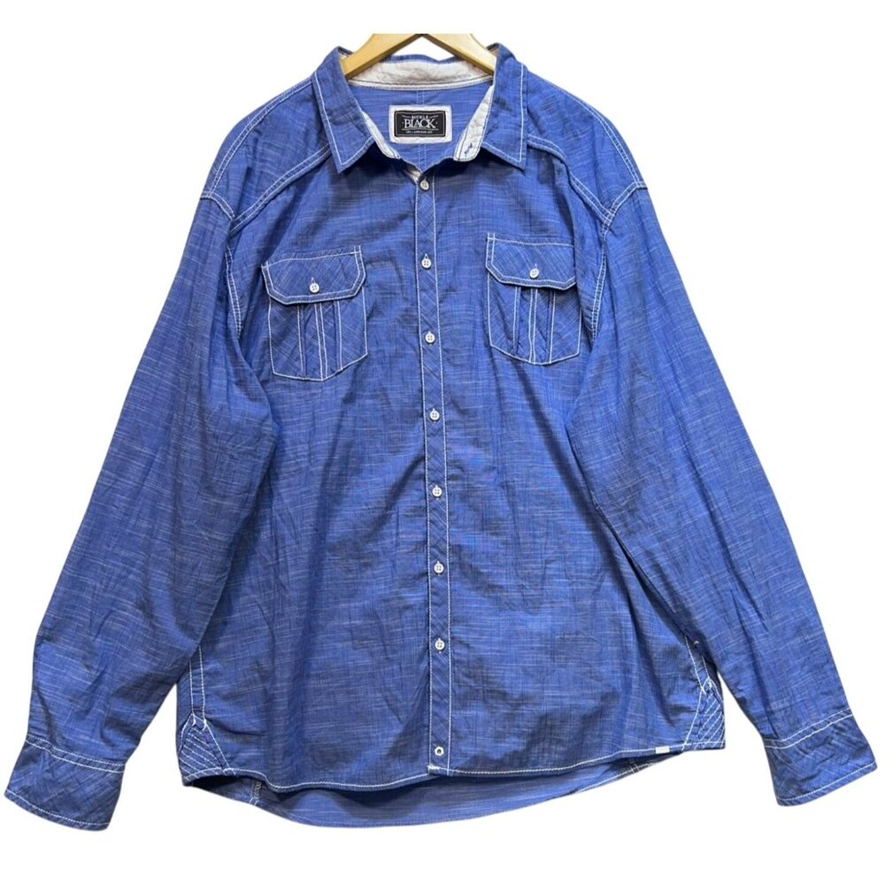 BKE Buckle Black Men's Athletic Fit Button Down Shirt Long Sleeve Size 3XL Blue